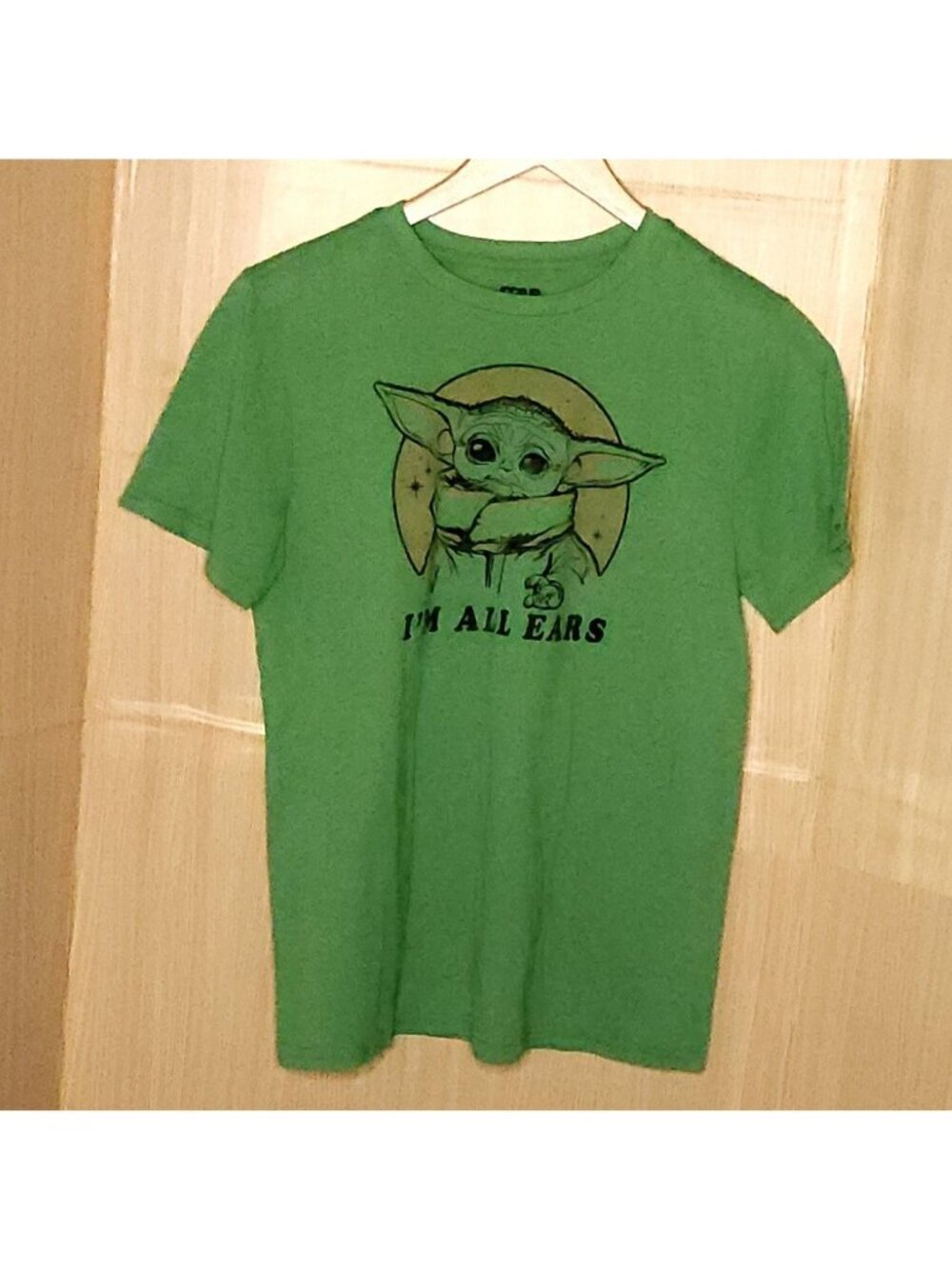 Stars Wars Mens Green Yoda Im All Ears Short Sleeve Shirt Medium
